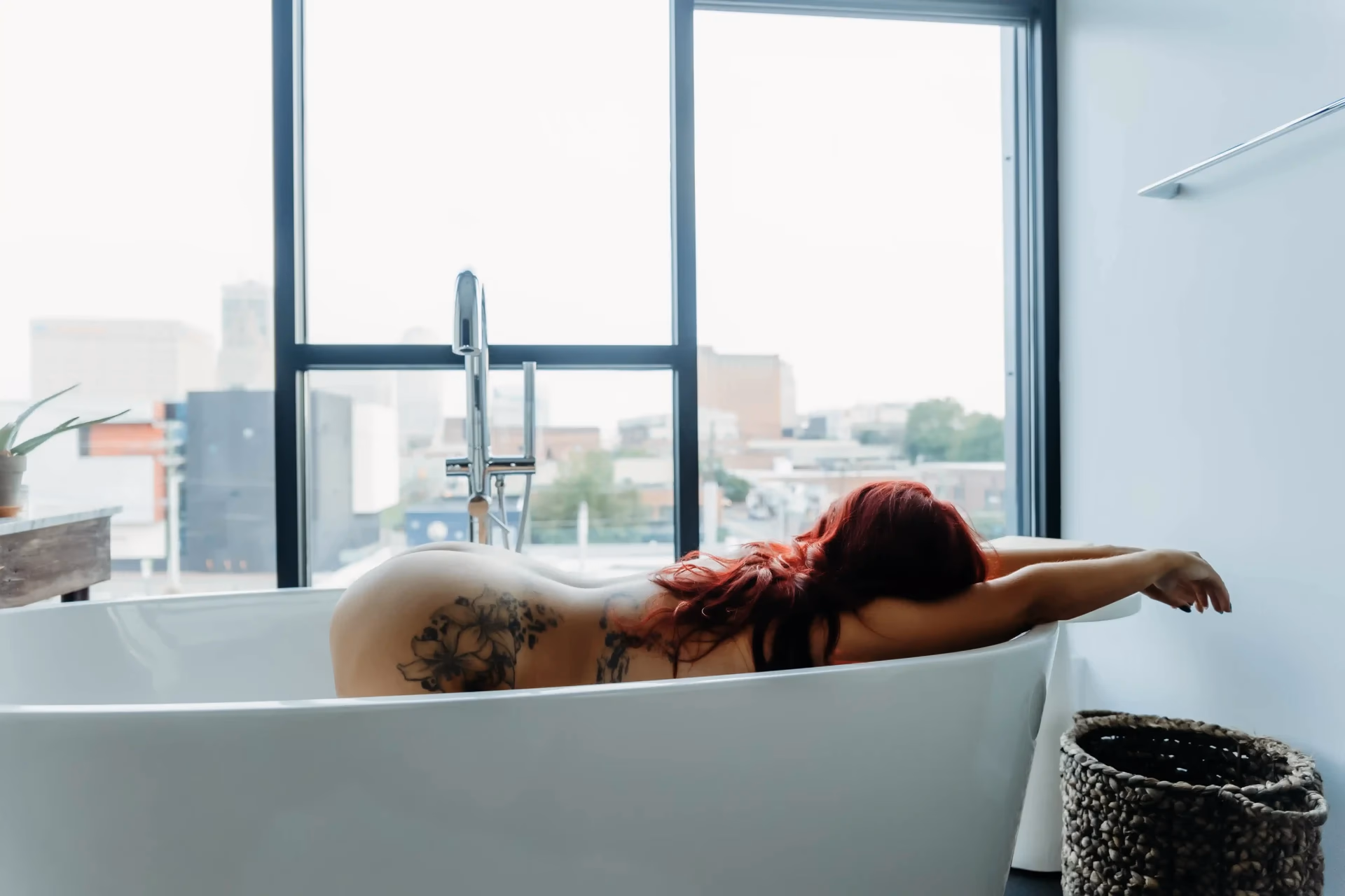 A boudoir set photographed in a bedroom