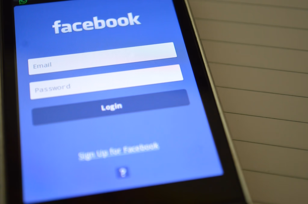Facebook login screen on a phone