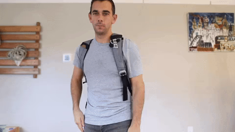 Side access in action on the Everyday Backpack.