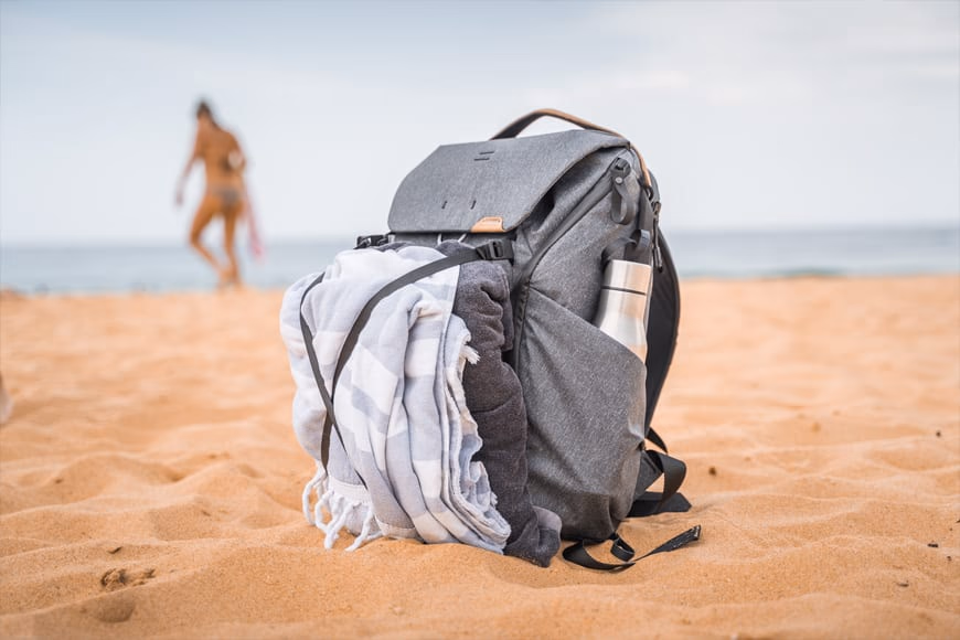 Eight external hook points with Cord Hook straps on the Everyday Backpack V2.