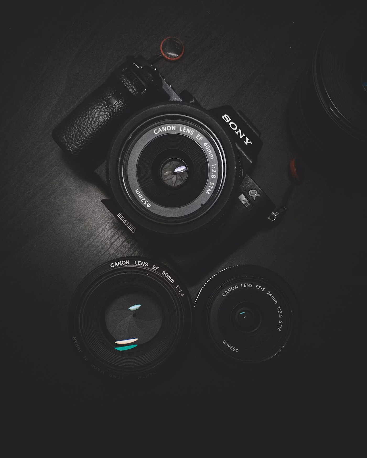 Cinema camera lens on a production rig